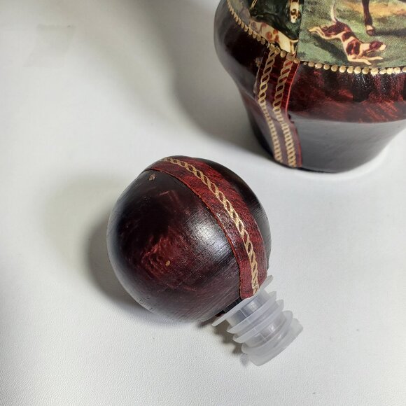 Vintage Eaton Leather-Covered Glass Decanter – Hunting Scene, 12" - Picture 8 of 8